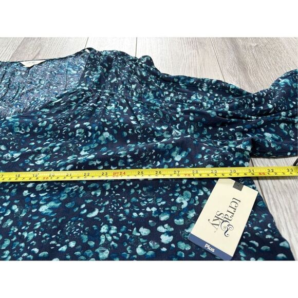 Terra & Sky full figure blue blouse plus size 3X - Picture 10 of 12